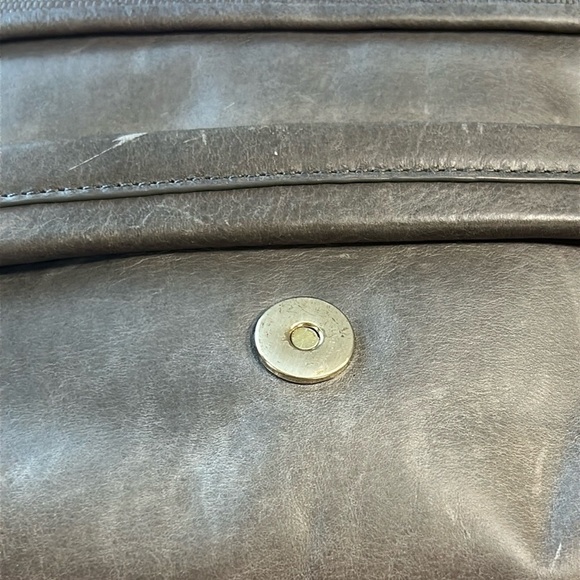 TRINA TURK Gray Leather Clutch with Fold Over Design Shoulder Bag with Handle - Picture 9 of 15